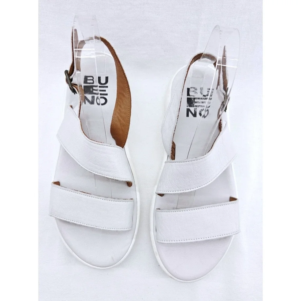 Bueno White Leather Slingback Sandals Womens - Size 8